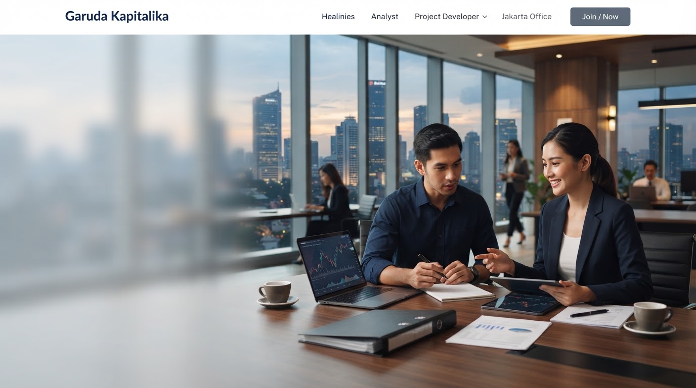 Garuda Kapitalika analytics dashboard overlay representing real-time market data processing